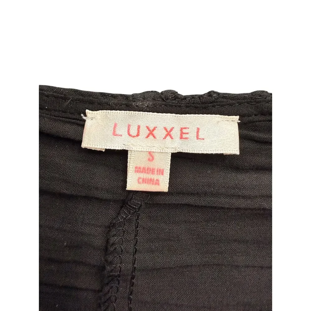 Luxxel Palm Chains Eyelet Embroidered Two Piece Maxi Skirt Set Black Women's S